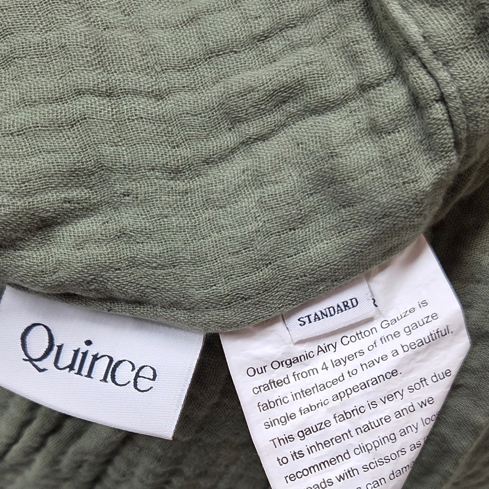 QUINCE Organic Airy Gauze Duvet Cover Set Full/Queen Olive 6664 - Picture 10 of 13